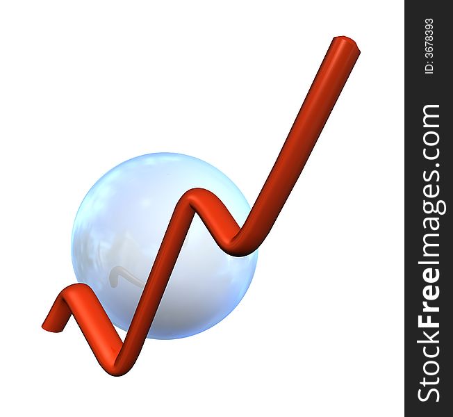 Symbol Ball as Icon with reflection in a comic style with a chart. Symbol Ball as Icon with reflection in a comic style with a chart