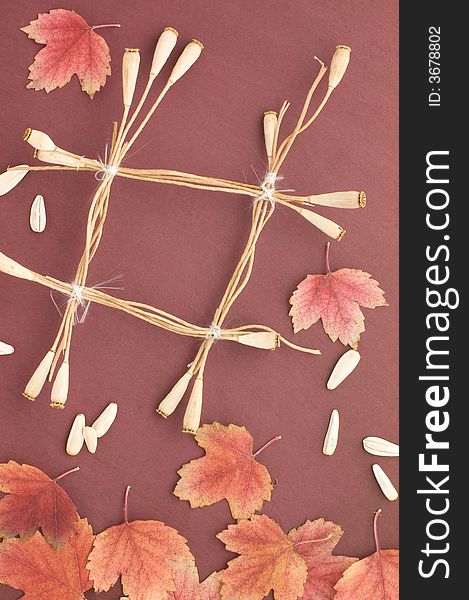 Grunge autumn background with leaves