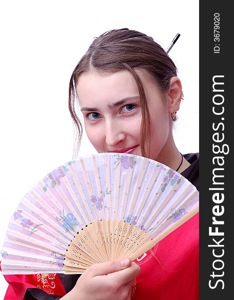 Nice Girl With Fan