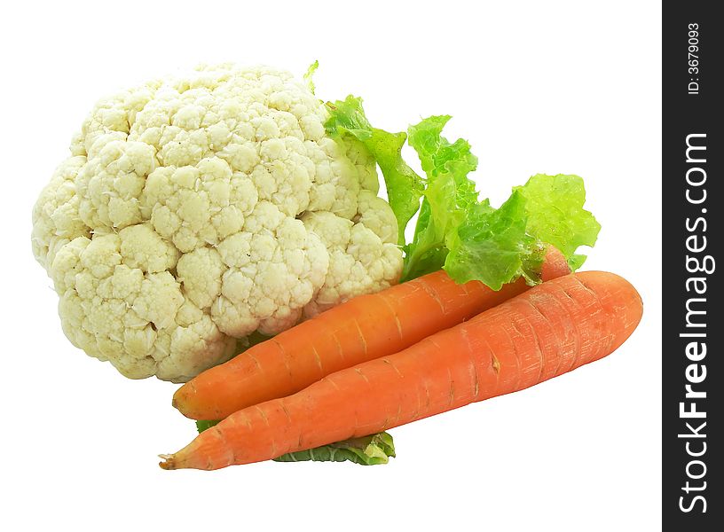 Cabbage and carrot vegetables isolated with clipping path included