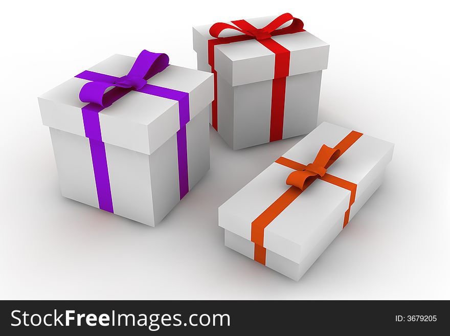 Gift boxes - 3d isolated illustration (more 3d gift boxes in my gallery)