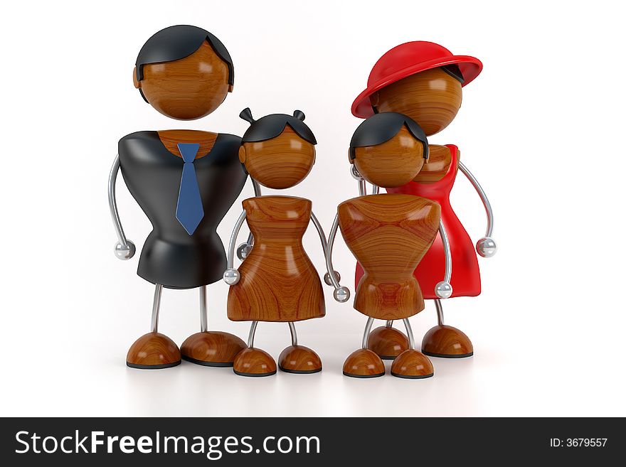 Happy african family 3d model