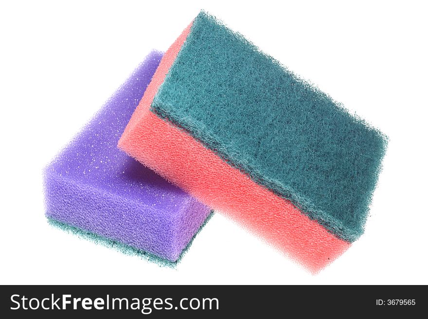 Two sponges isolated on a white background. Two sponges isolated on a white background