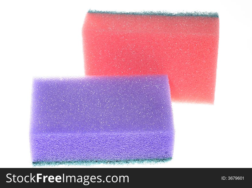 Two sponges isolated on a white background, more in my gallery
