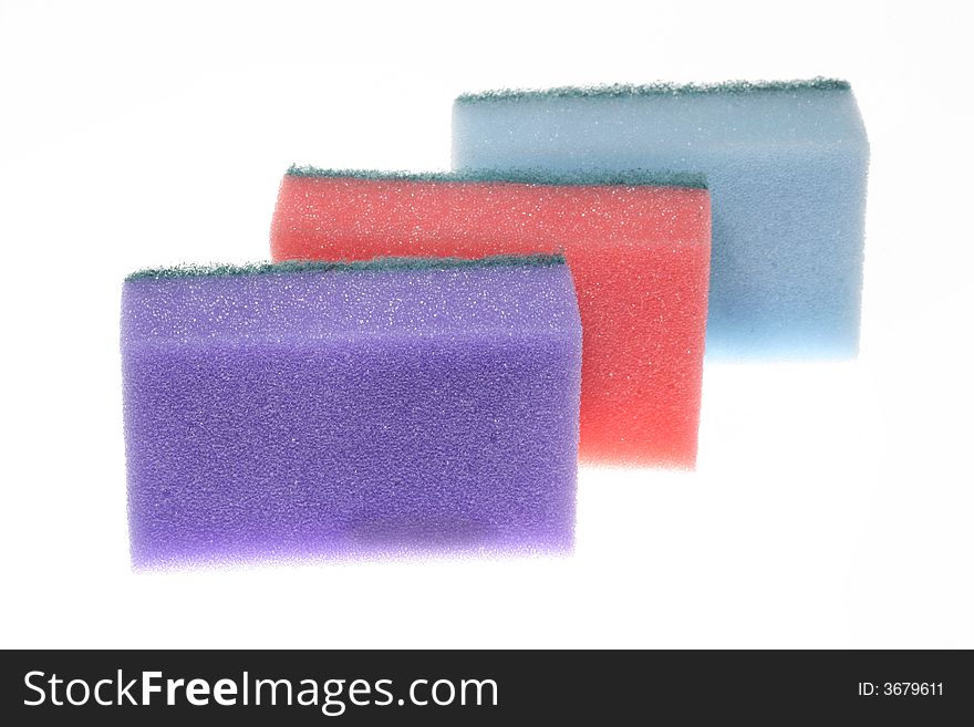 Three sponges isolated on a white background, more in my gallery