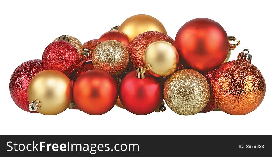 Colorful christmas baubles on white