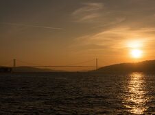 The Bosphorus Bridge And Sunset Stock Images