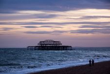 West Pier Ruins At Sunset, Brighton Beach, England Royalty Free Stock Photography West Pier Ruins At Sunset, Brighton Beach, England Royalty Free Stock Photography