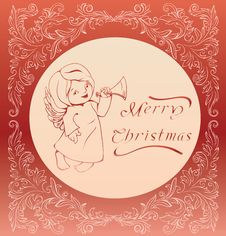 Christmas Background With Singing Angel. Royalty Free Stock Photos