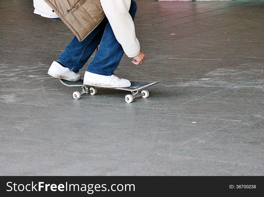 Skateboard Teenager In Skate Park