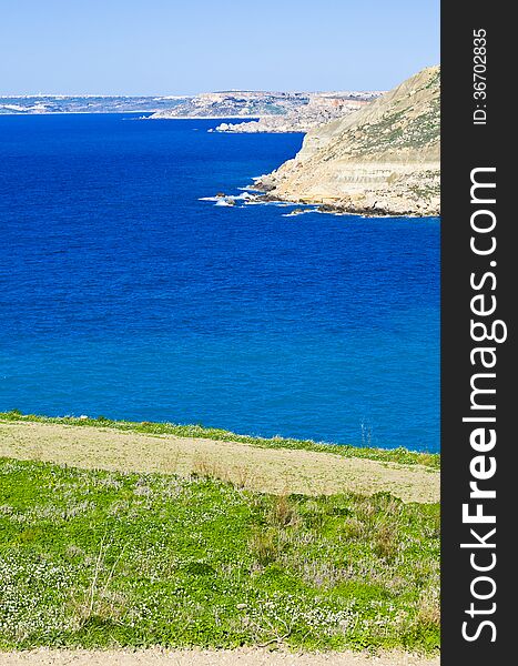 The shoreline in the northern part of Malta. A view from the Bahrija outskirts. The shoreline in the northern part of Malta. A view from the Bahrija outskirts.