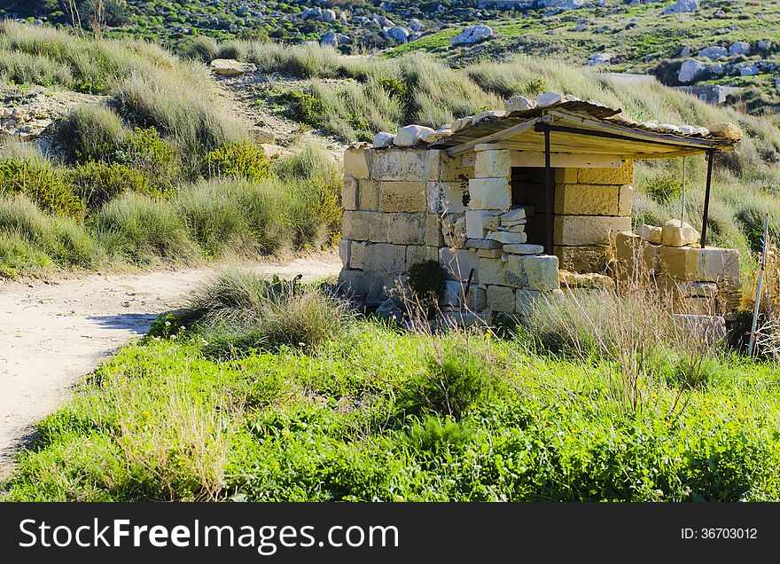 A traditional small hunting post commonly found in the countryside on the island of Malta. A traditional small hunting post commonly found in the countryside on the island of Malta