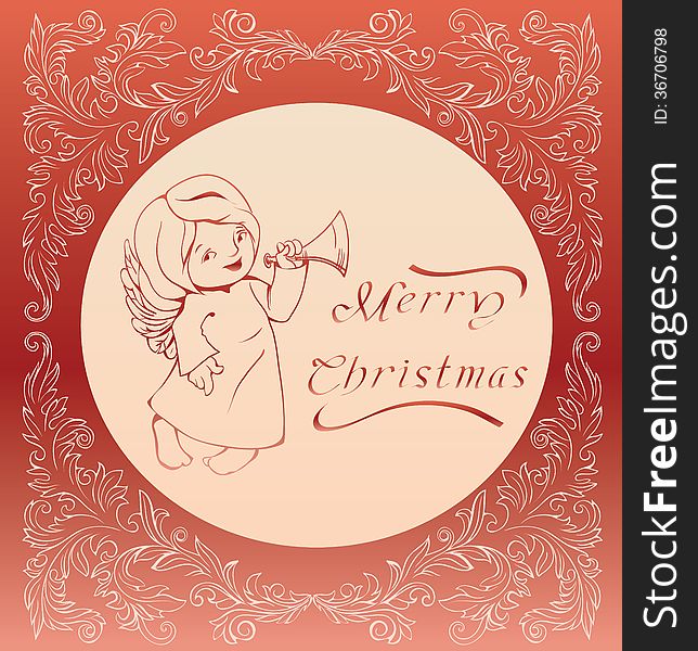 Christmas Background With Singing Angel.