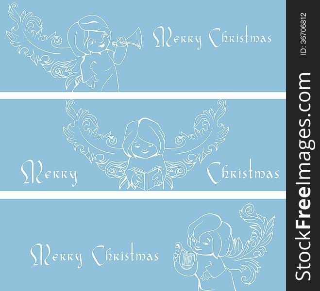 Christmas banner background with singing angels.