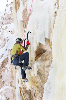 Young Man Climbing The Ice Royalty Free Stock Photo