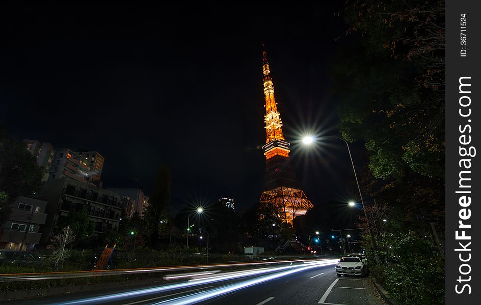 Night Time View Of Tokyo Tower