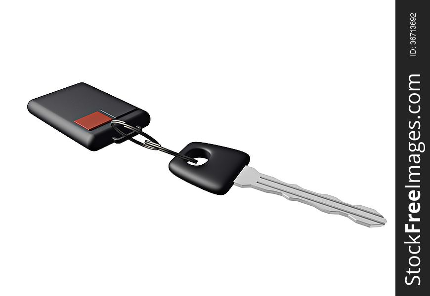 Car Key with Remote Control on white background