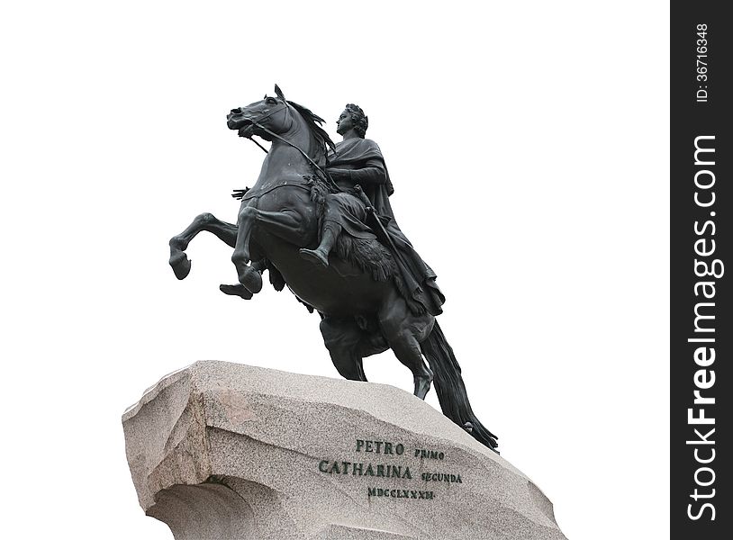 Peter The Great on horse statue in St. Petersburg, Russia. Isolated with clipping path. Peter The Great on horse statue in St. Petersburg, Russia. Isolated with clipping path
