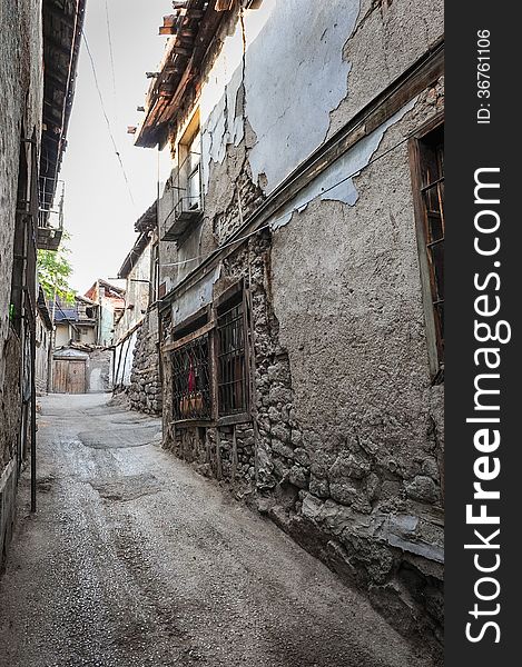 Old narrow streets with ancient houses, Ankara, Turkey. Old narrow streets with ancient houses, Ankara, Turkey.