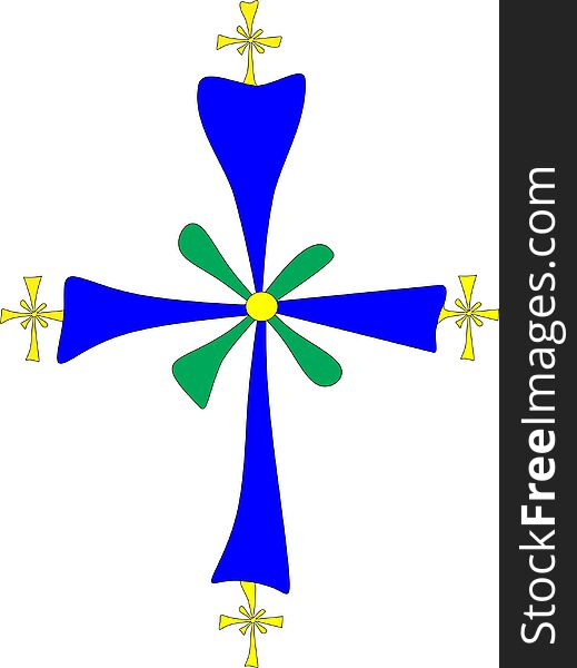 Colorful Coptic cross in blue, green, and yellow. The primary Christian denomination in Egypt is Coptic. Colorful Coptic cross in blue, green, and yellow. The primary Christian denomination in Egypt is Coptic.