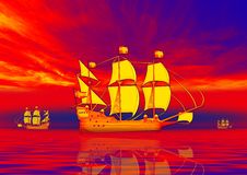 Ship In Sunset Royalty Free Stock Photography Ship In Sunset Royalty Free Stock Photography