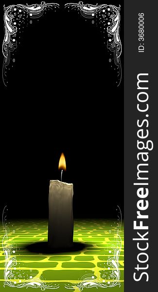 Soft-glowing candle light with floral elements - 3d render