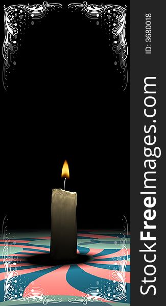 Soft-glowing candle light with floral elements - 3d render