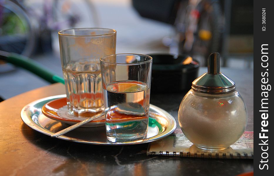 Empty glasses after drinking coffee