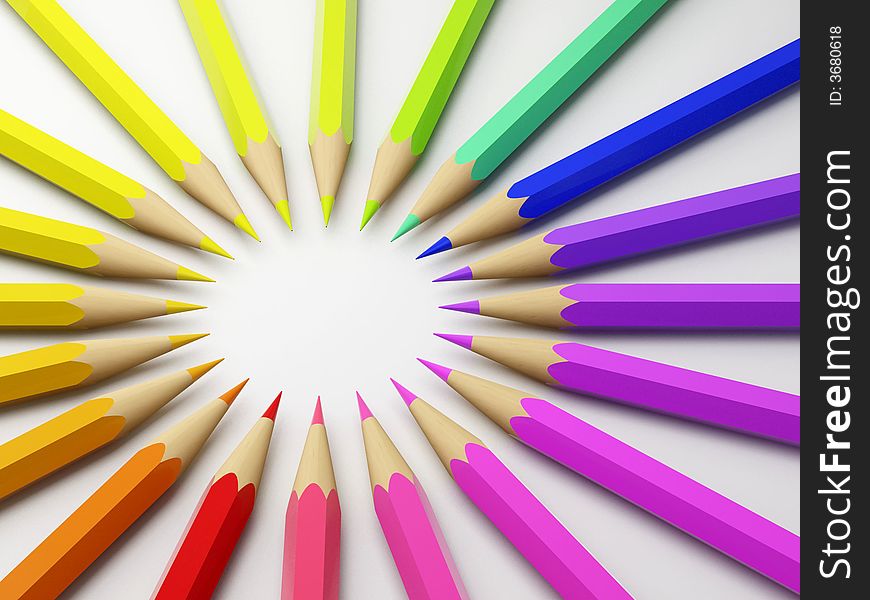 Hi res image of rainbow pencil in circle. Hi res image of rainbow pencil in circle