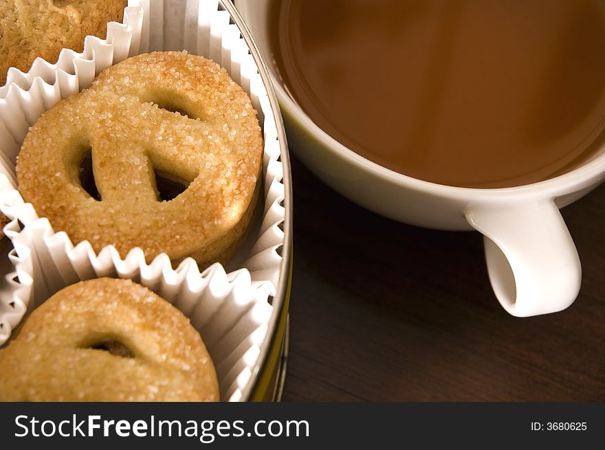 Breakfast tea and sweet cookies