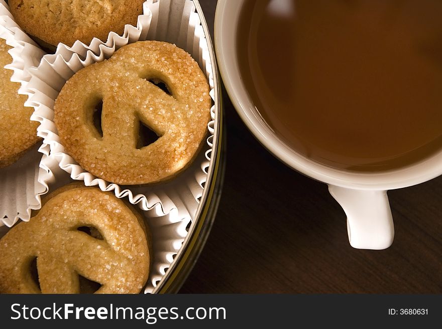 Breakfast tea and sweet cookies