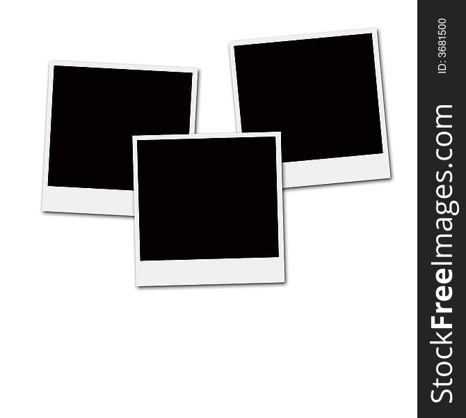 Several instant film frames on an isolated white background