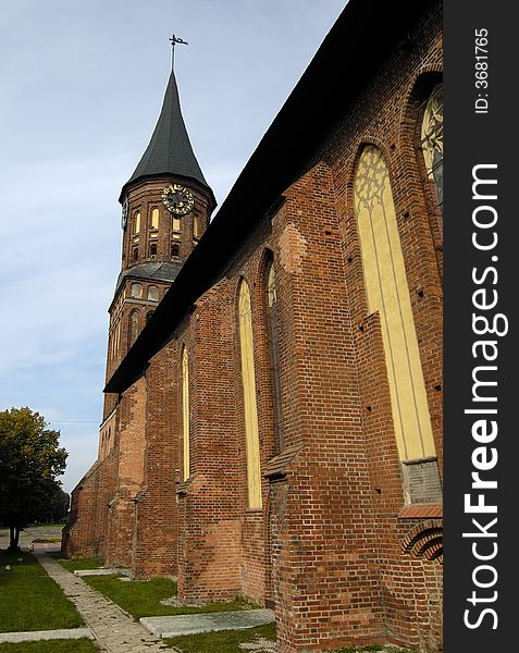 Main cathedral and Kant`s grave in Kalinigrad (Koenigsberg). Russia.