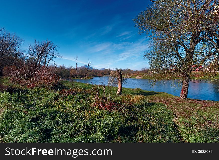 West Morava river near Cacak town in Serbia. The end of fall 2007.