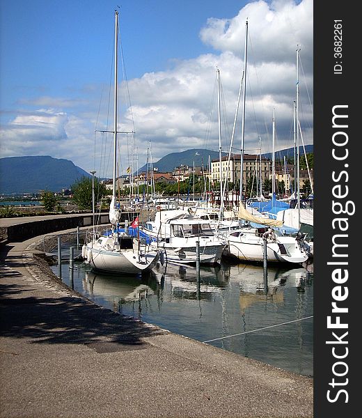 Port with yachts in Switzerland. Port with yachts in Switzerland