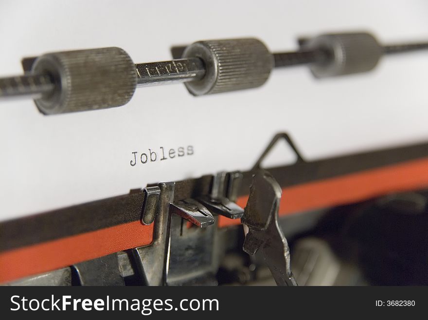 The word jobless on typewriter