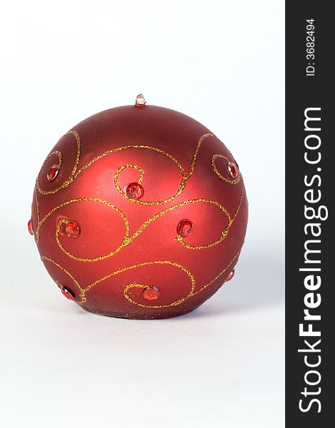 Big red wax christmas globe with golden model design. Big red wax christmas globe with golden model design