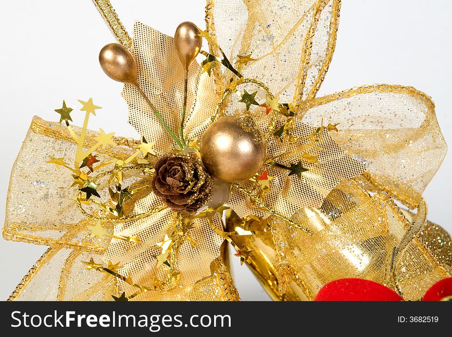 Special christmas design with gold pearls and pine cone. Special christmas design with gold pearls and pine cone