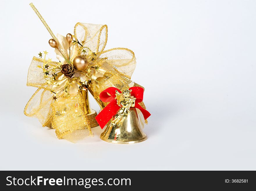 Shiny christmas bell on white background. Shiny christmas bell on white background