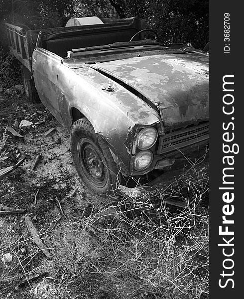 Rusty pick up truck found on the Greek island Kefalonia in September 2007