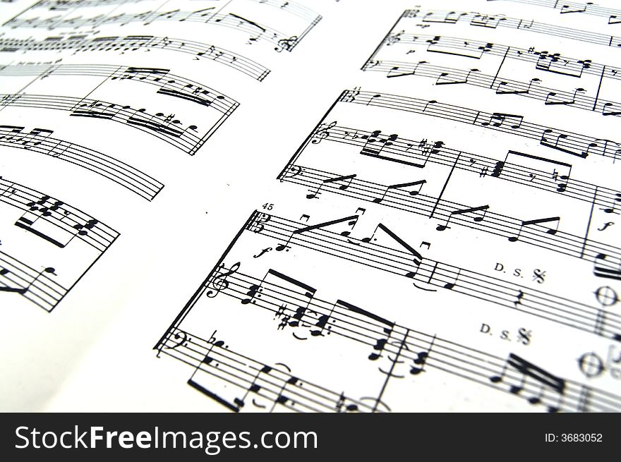 Black and white close up of sheet music