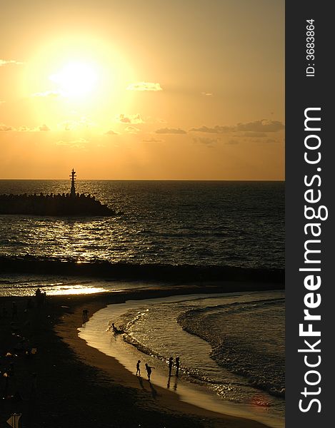 Sunset at seashore of ashkelon