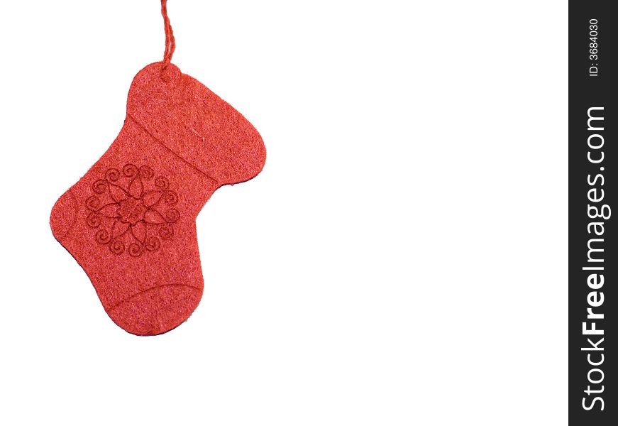 Christmas stocking isolated on white with copyspace