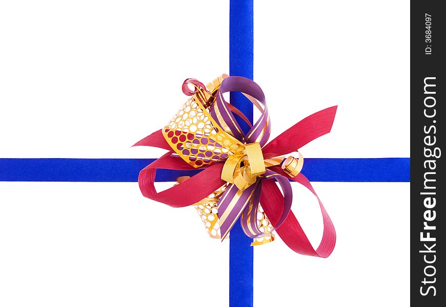 Big bow with blue ribbon. Big bow with blue ribbon