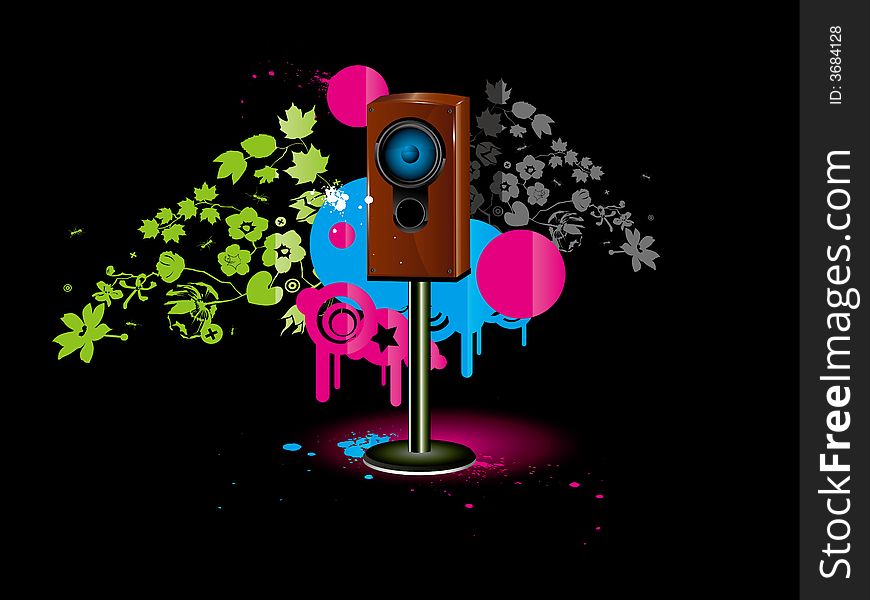 Vector colour background with loudspeaker, acoustic system wallpaper. Vector colour background with loudspeaker, acoustic system wallpaper