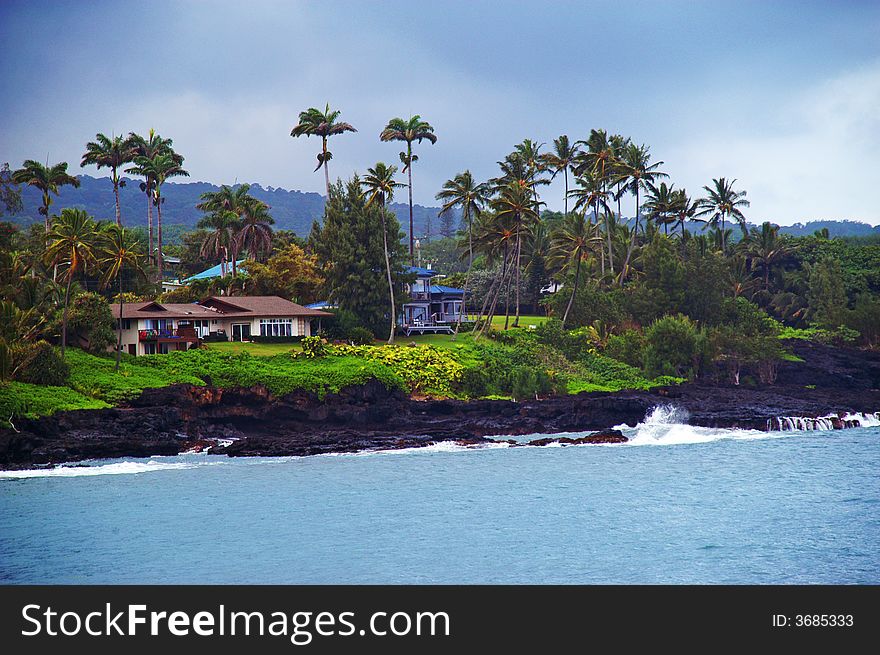 Cloudy Hana, Maui, Hawaii coastline