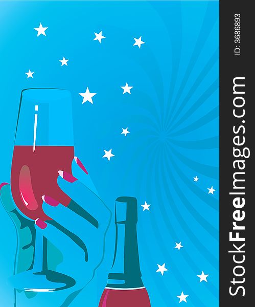 Illustration of hand holding wine glass