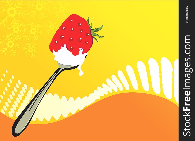 Illustration of a strawberry in a spoon