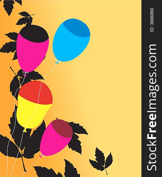 Illustration of colourful balloons with leafs