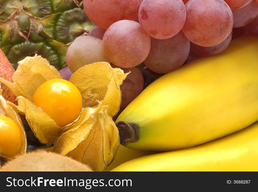 Physalis on the fruits background. Physalis on the fruits background